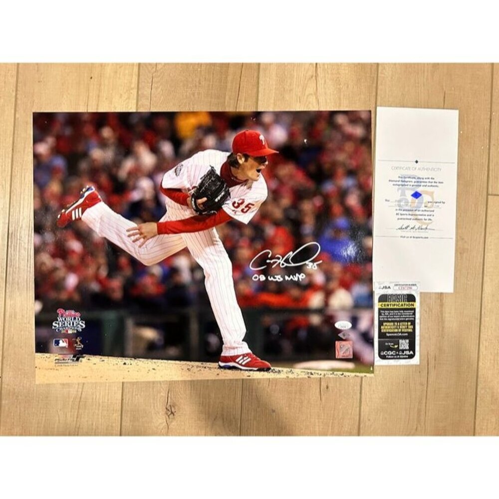 Cole Hamels signed "08 WS MVP" autographed Philadelphia Phillies 16x20 Photo JSA